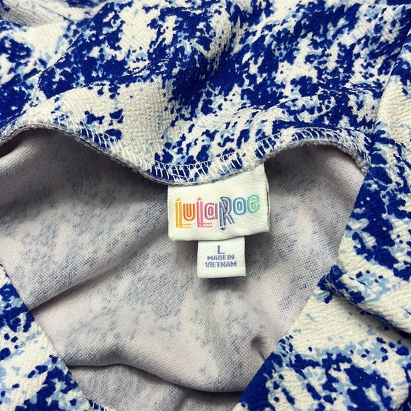 LuLaRoe Cassie Pencil Skirt, Blue and White Size Large Length=25.5”, Waist=15” - Picture 4 of 4